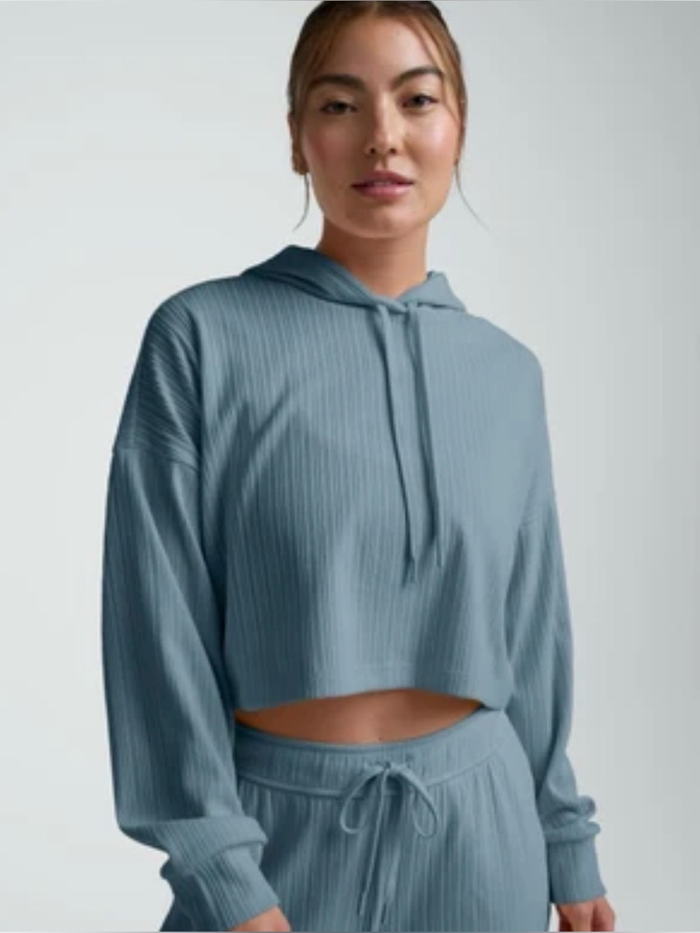 Beyond yoga womens cropped ribbed pullover sweatshirt size large NWT